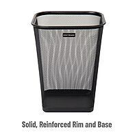 Mind Reader Mesh Trash Can, Waste Paper Basket, Square Metal Mesh 9.75" x 9.75" x 12.25" Black