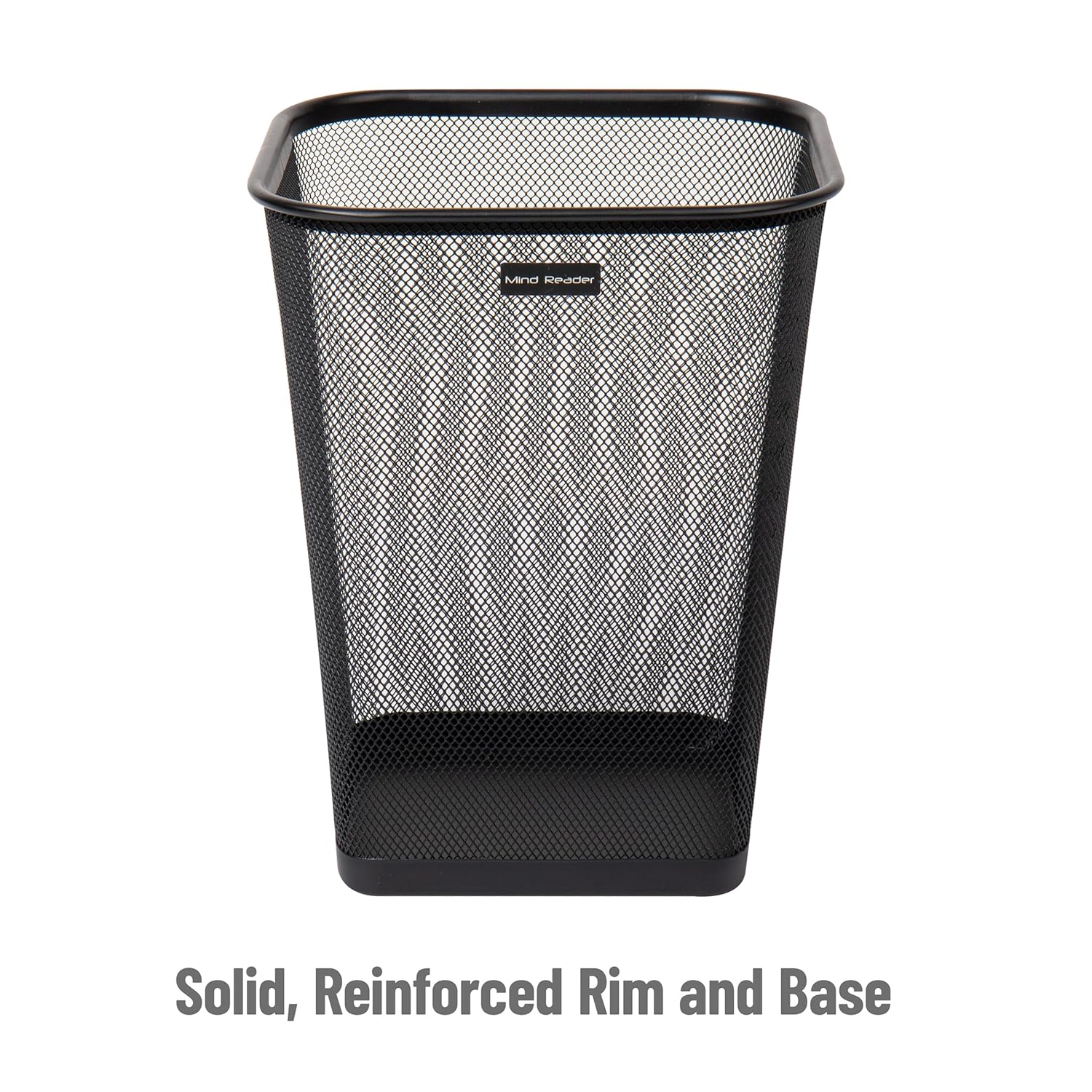 Mind Reader Mesh Trash Can, Waste Paper Basket, Square Metal Mesh 9.75" x 9.75" x 12.25" Black