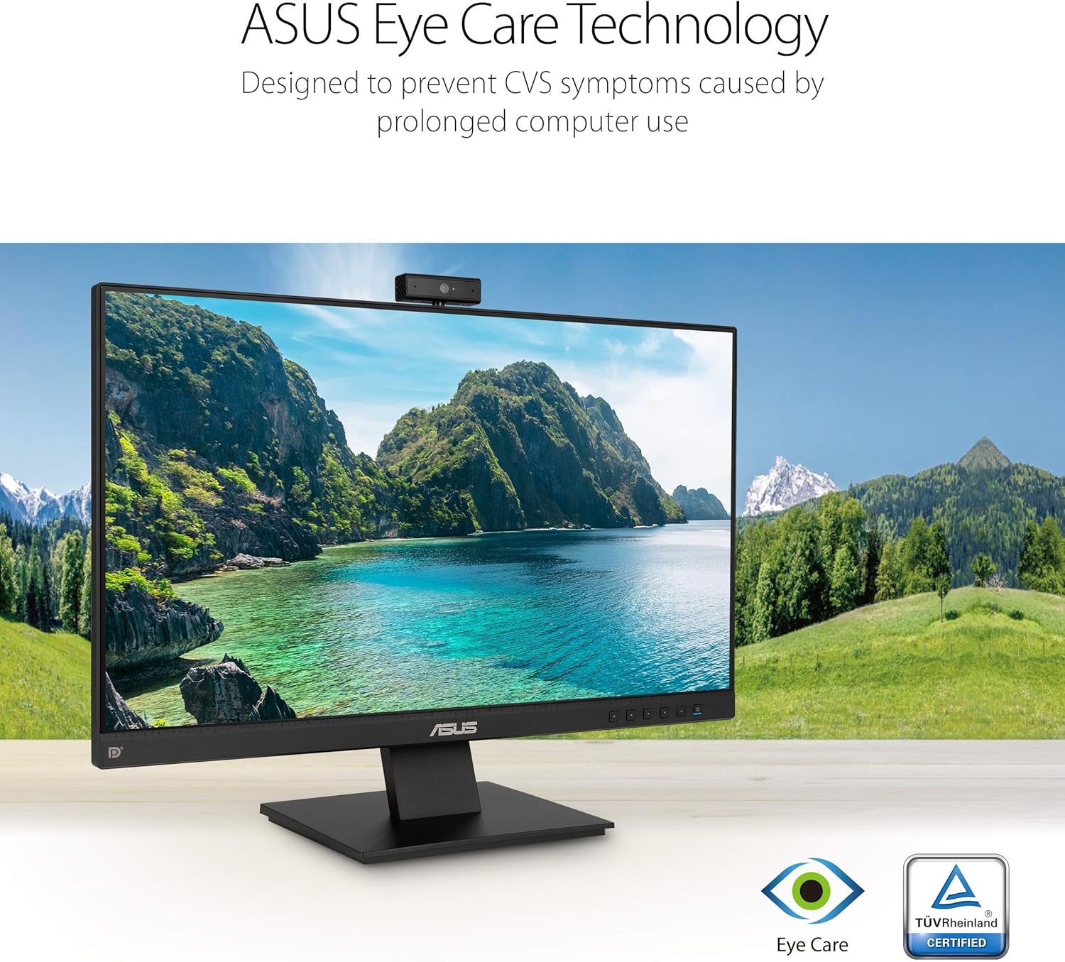ASUS BE24EQK 23.8” Business Monitor with 1080P Full HD IPS, Eye Care, DisplayPort HDMI, Frameless, Built-in Adjustable 2MP Webcam, Mic Array, Stereo speaker, Video Conference,BLACK
