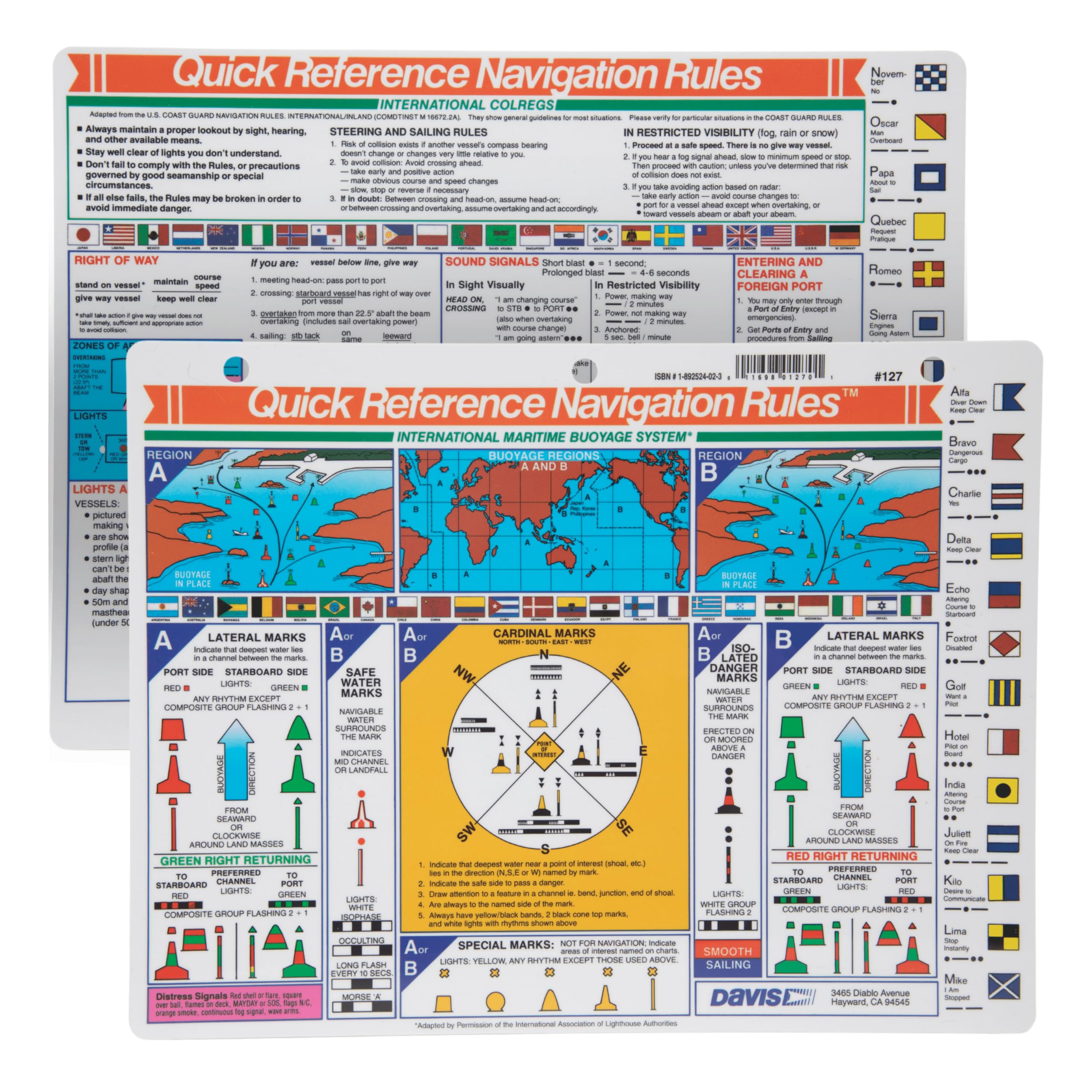 Davis Instruments International Navigation Rules Quick Reference Card - Rules of the Nautical Road for Any International