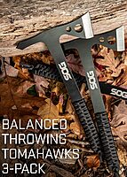 SOG 3-Pack Throwing Hawks & 18.25" Folding Survival Shovel with Saw Edge and Carry Cases Throwing Knives + Entrenching Tool