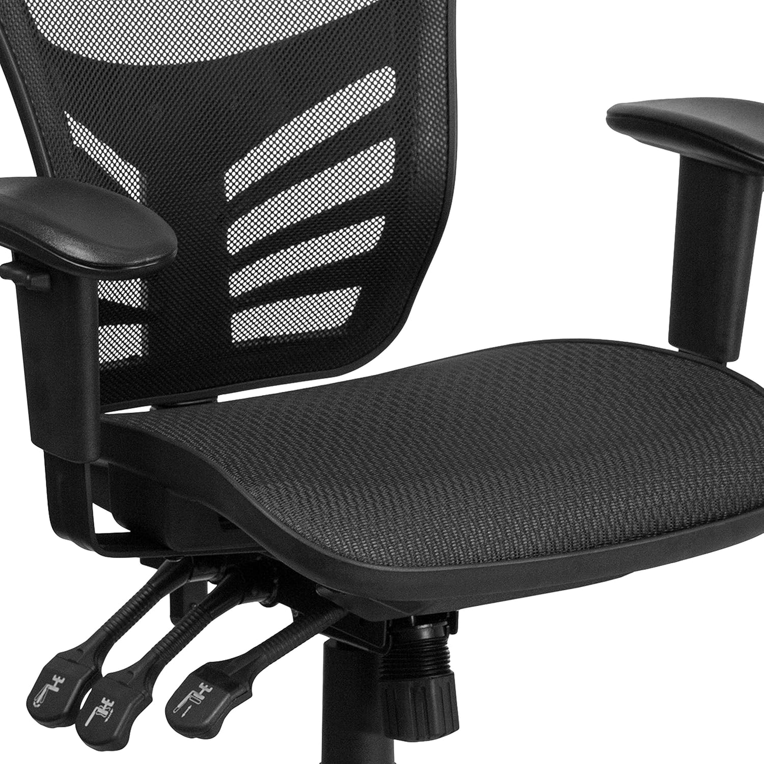 Flash Furniture Nicholas Mid-Back Transparent Black Mesh Multifunction Executive Swivel Ergonomic Office Chair