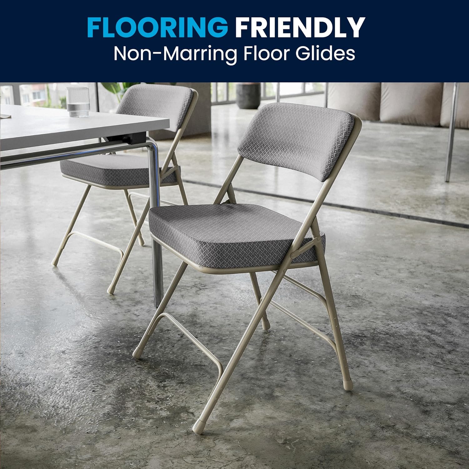 FLASH FURNITURE Hercules Series Metal Folding Chairs with Cushioned Fabric Seats