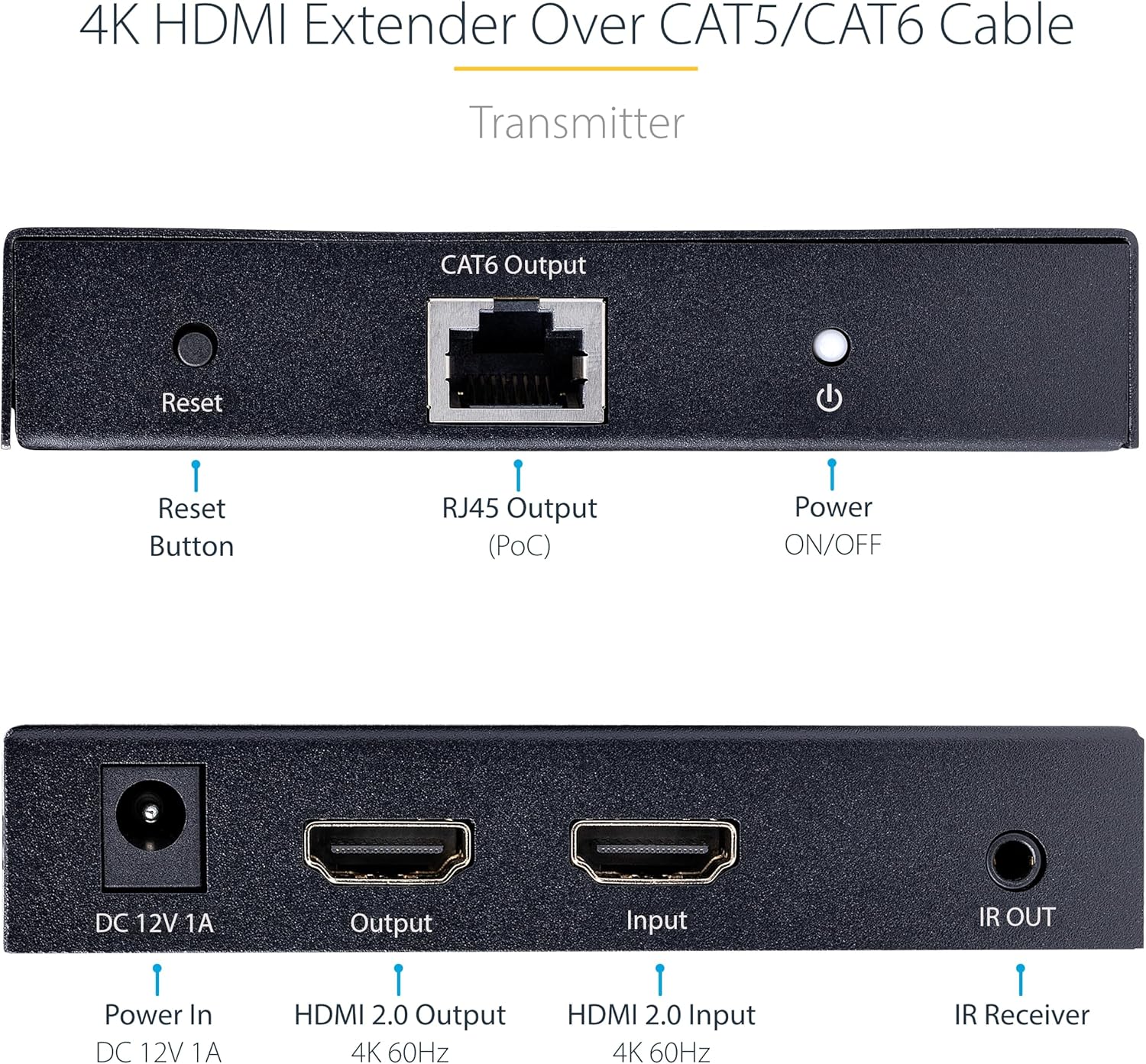 StarTech.com 4K HDMI Extender over CAT5e/CAT6 Cable, Transmitter & Receiver Kit