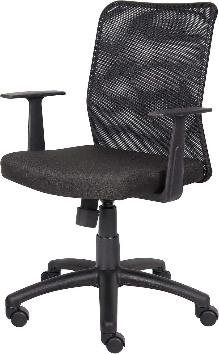 Boss Office Products Budget Mesh Task Chair with Arms in Black With T-Arms