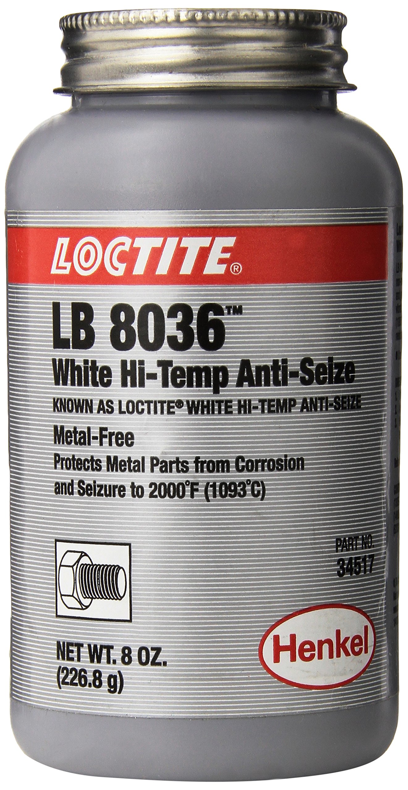Loctite 34517 White LB 8036 High-Temperature Anti-Seize Lubricant, -20 Degree F Lower Temperature Rating to 2000 Degree F