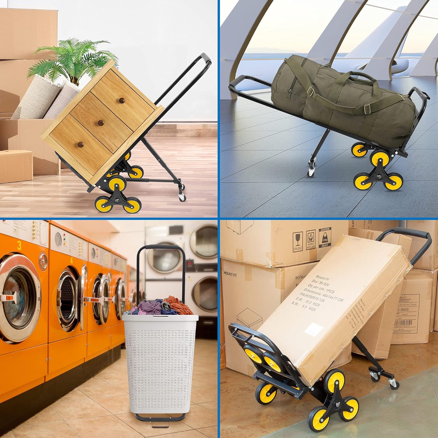 Mount-It! Stair Climbing Cart - 3 Wheel Stair Climbing Dolly - Easily Lift Heavy Items Up and Down Steps with Stair Climber