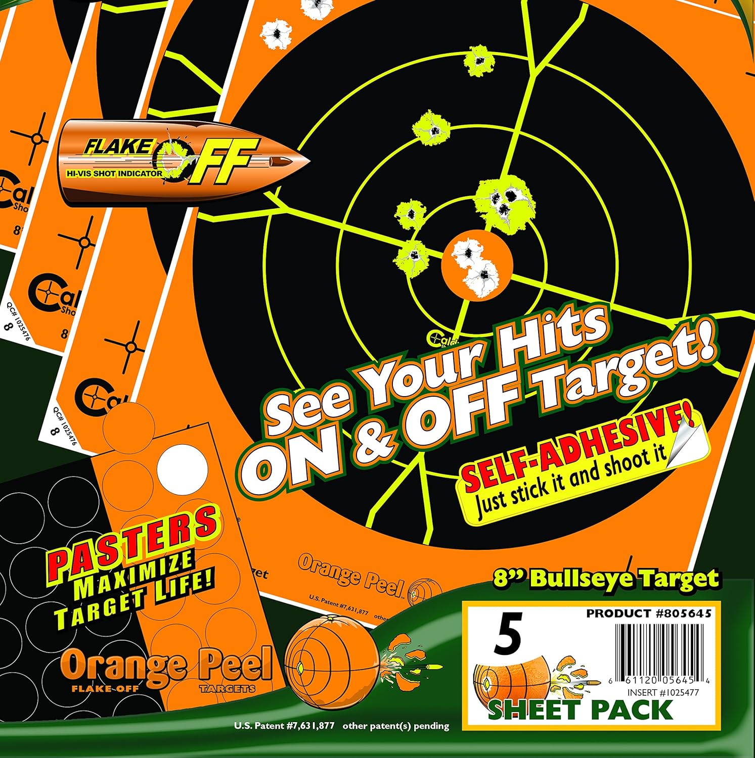 CALDWELL Orange Peel Bullseye Targets with Flake Off Material and Strong Adhesive