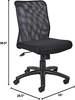 Boss Office Products Budget Mesh Task Chair without Arms in Black