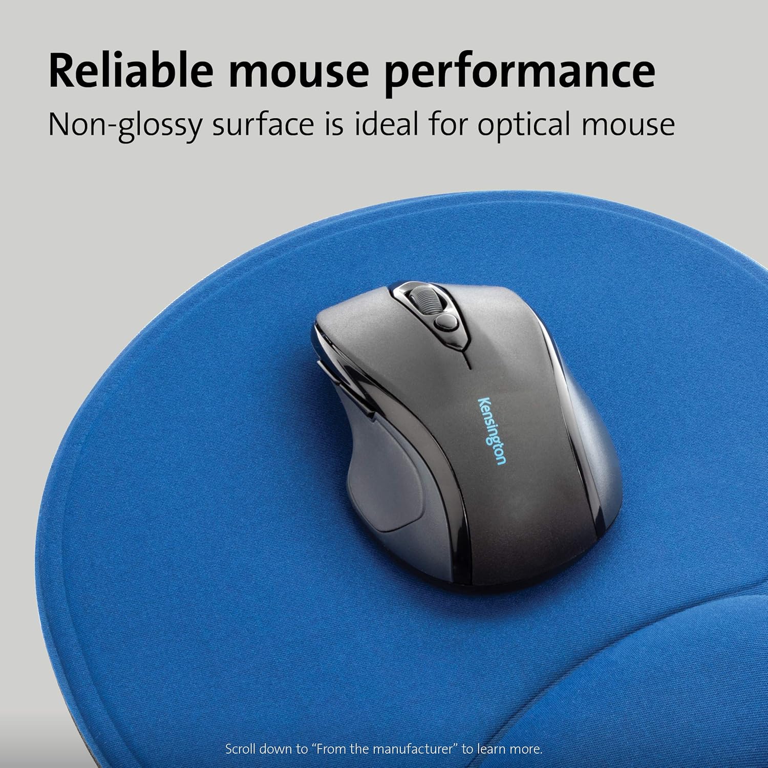 Kensington Wrist Pillow Mouse Pad with Wrist Rest in Blue (L57803US)