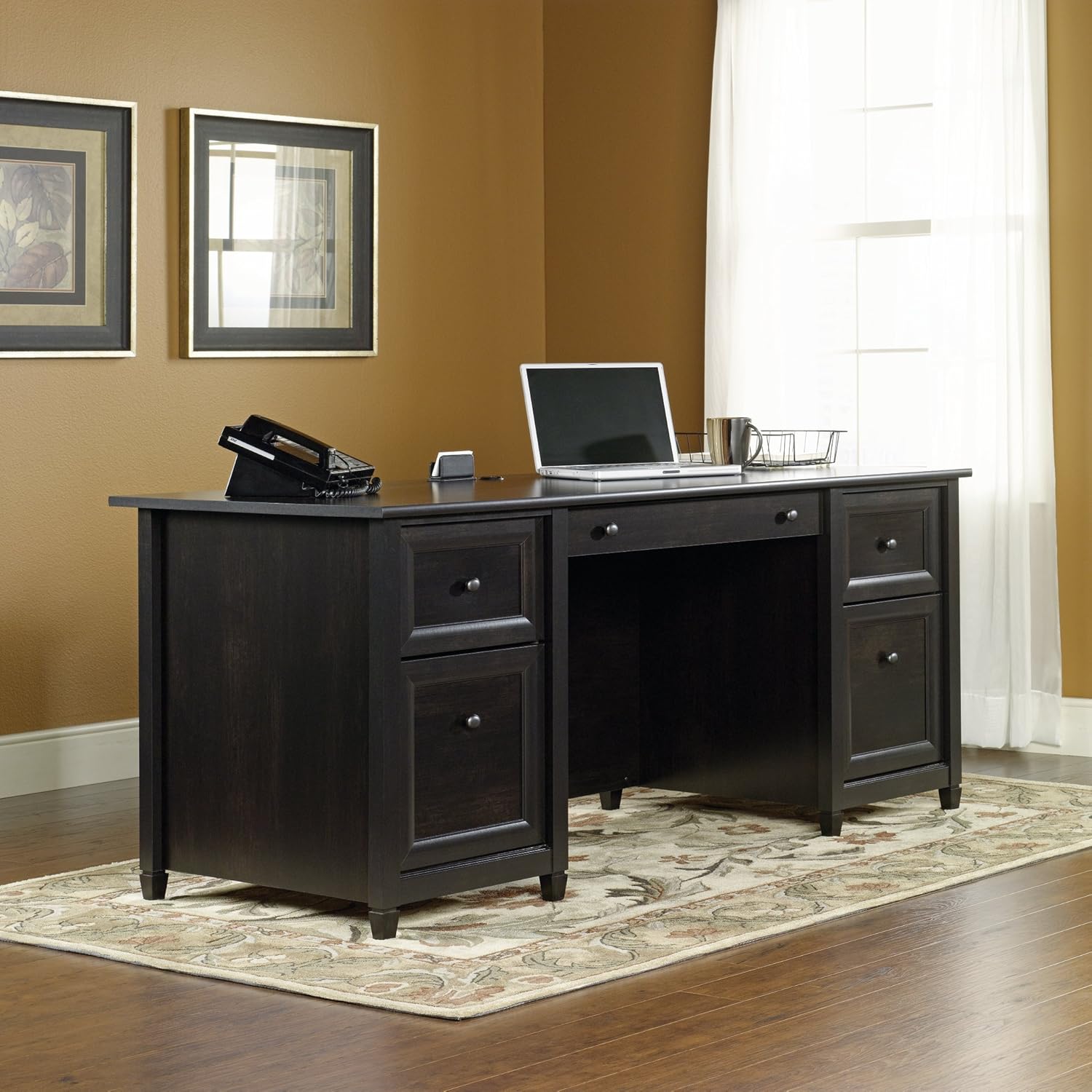 SAUDER Edge Water Executive Desk with File Drawers