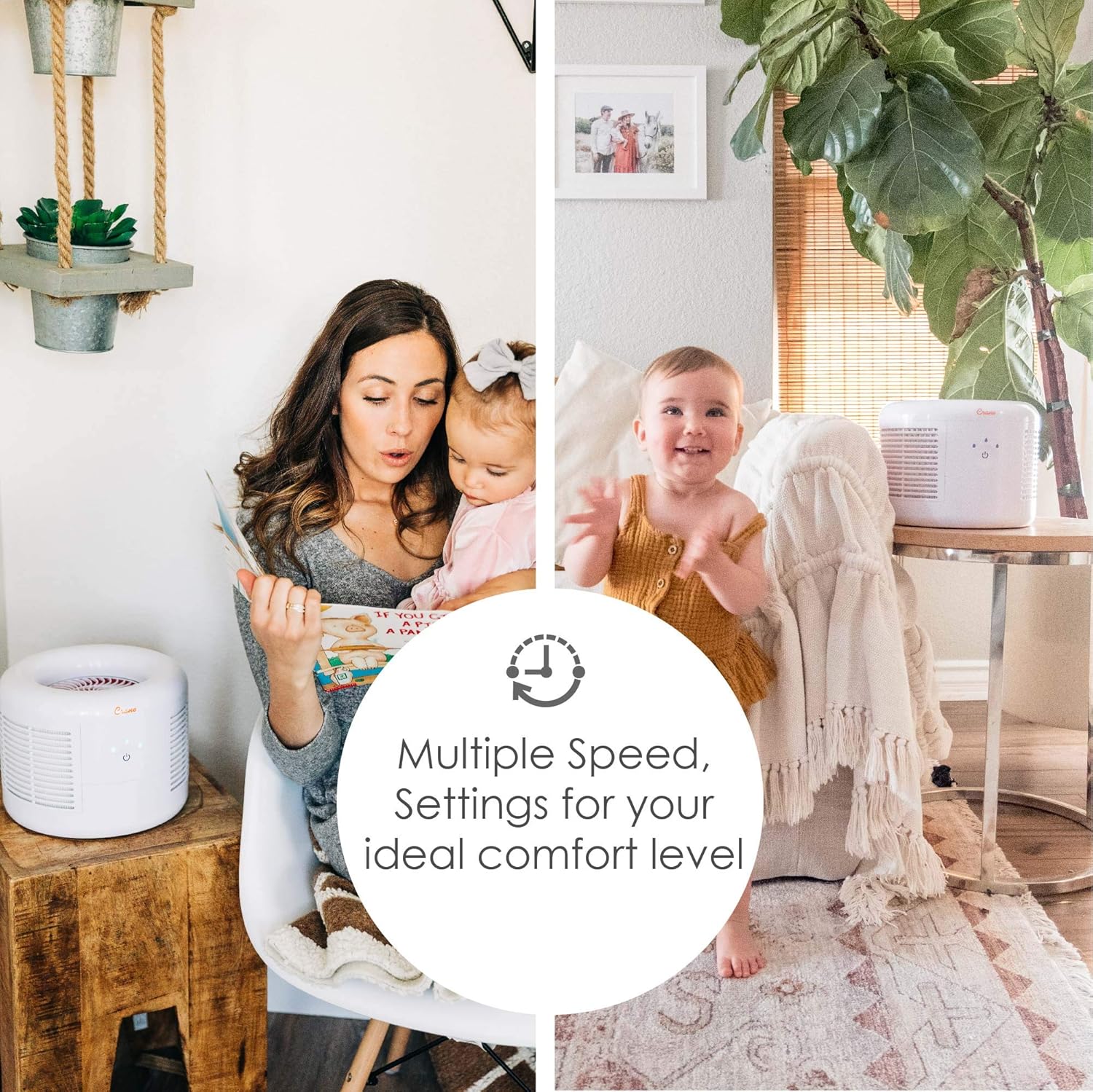 CRANE Air Purifier with True HEPA Filter