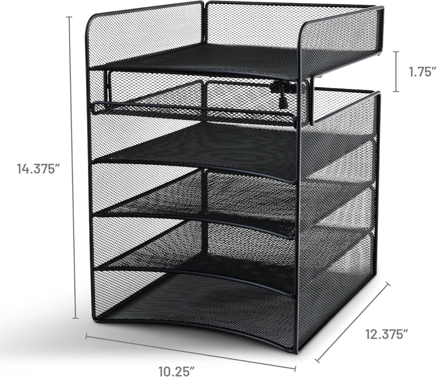 Safco Onyx Hanging Under Desk Organizer, 5 Trays, Office and Classroom Mailbox , Paper and Mail Sorter, Steel Mesh, Black