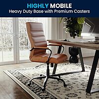 Flash Furniture Whitney Swivel LeatherSoft Desk Chair with Padded Seat and Armrests