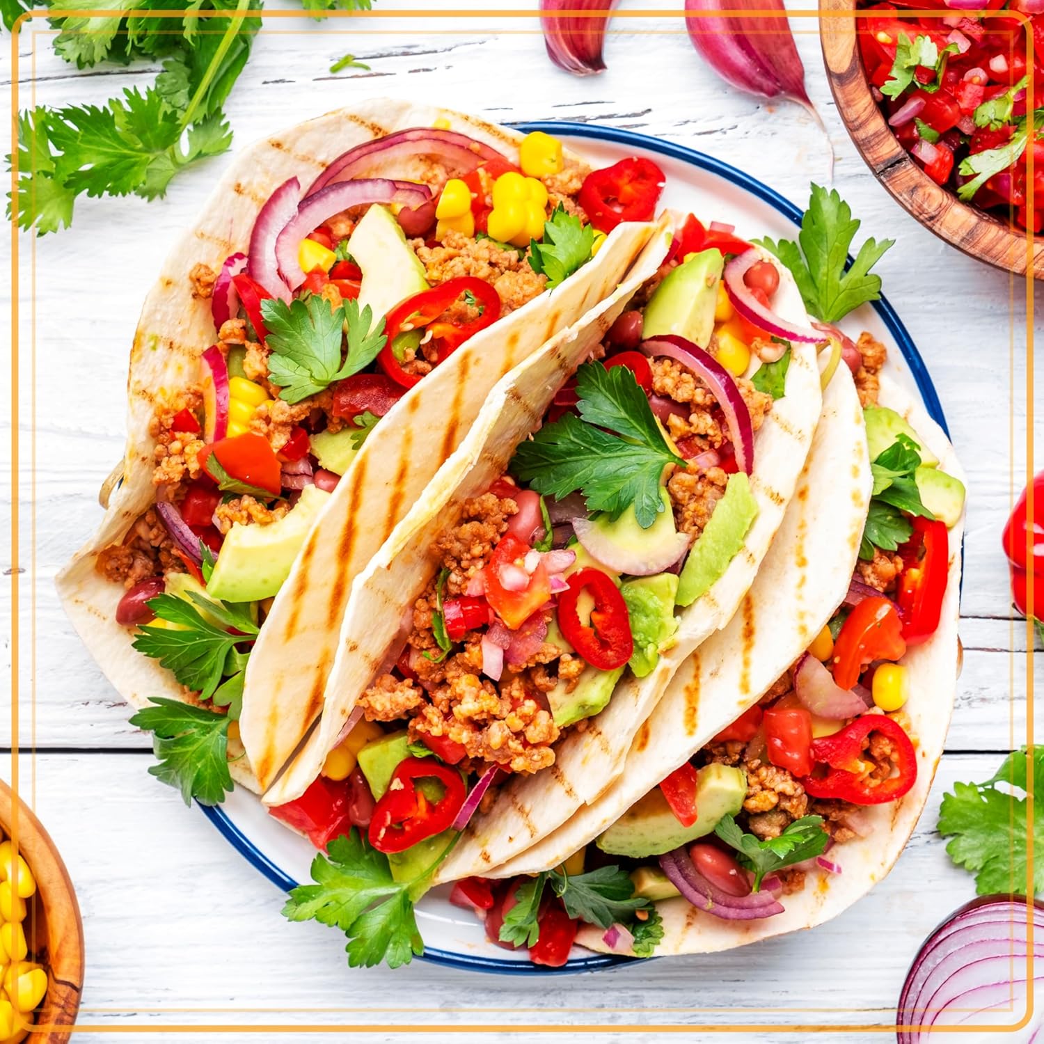 Nostalgia Taco Tuesday Heated Lazy Susan Taco Bar Serving Set for a Party with 4 Tortilla Holders, Fondue Pot for Burritos