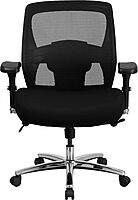 Flash Furniture Hercules Series Big & Tall Swivel Office and Gaming Chair, Ergonomic Mesh Office Chair with Padded Seat and Ratchet Back, Black