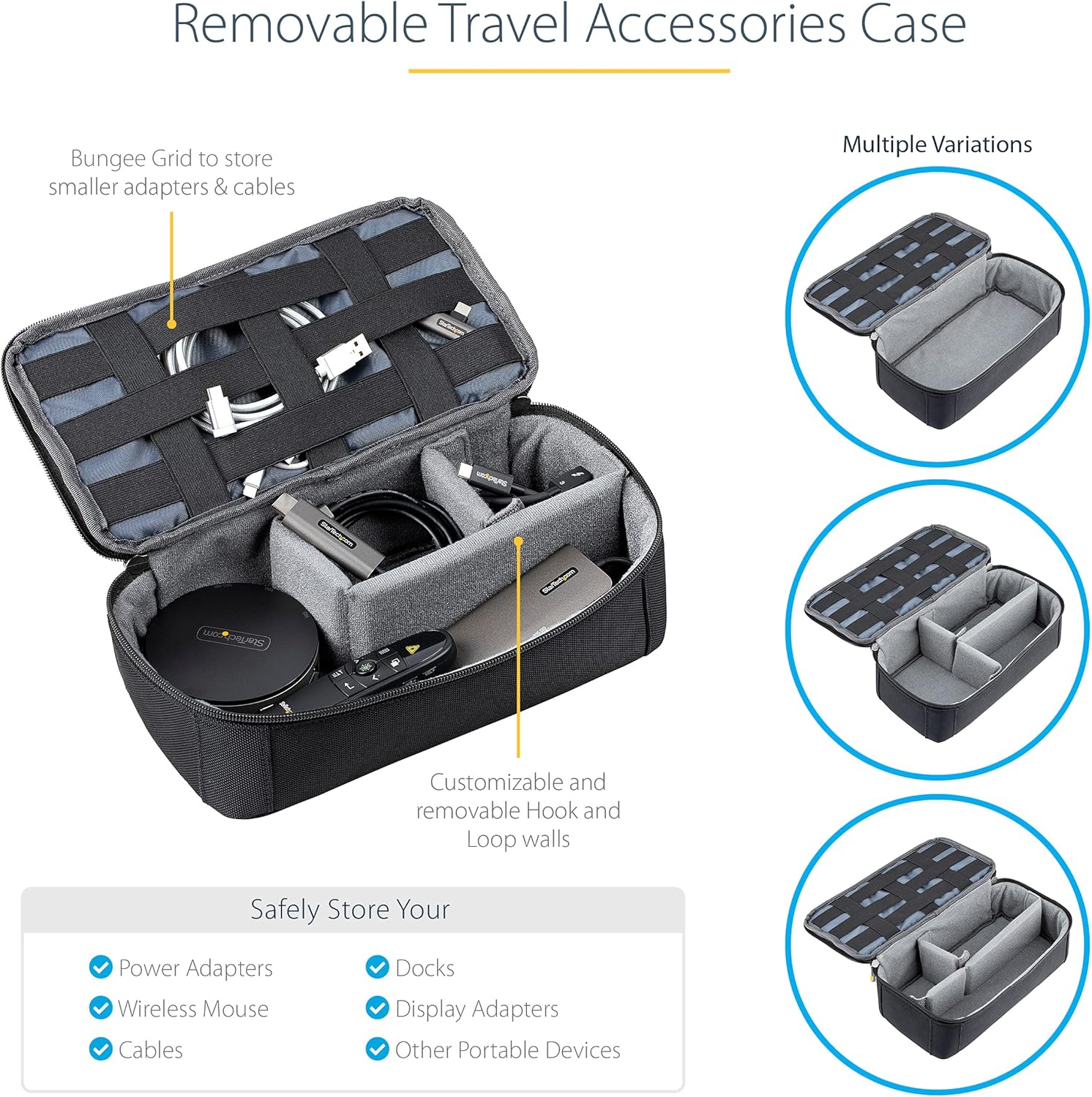 StarTech.com Unisex Backpack Ergonomic Computer Bag with Removable Accessories Case - 1680D Ballistic Nylon, Black