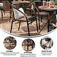 Flash Furniture Lila Rattan Stackable Indoor/Outdoor Dining Chairs