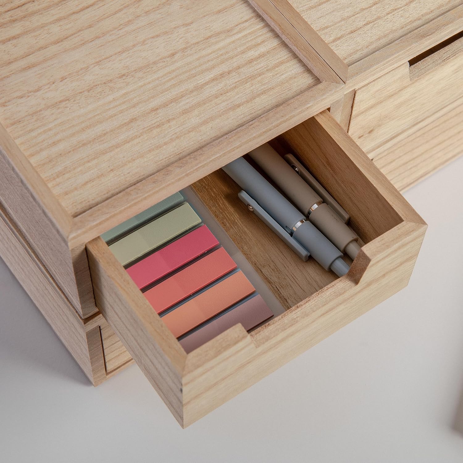 MARTHA STEWART Weston Stackable Wooden Storage Boxes with Pullout Drawers, Paulownia Wood Organizers