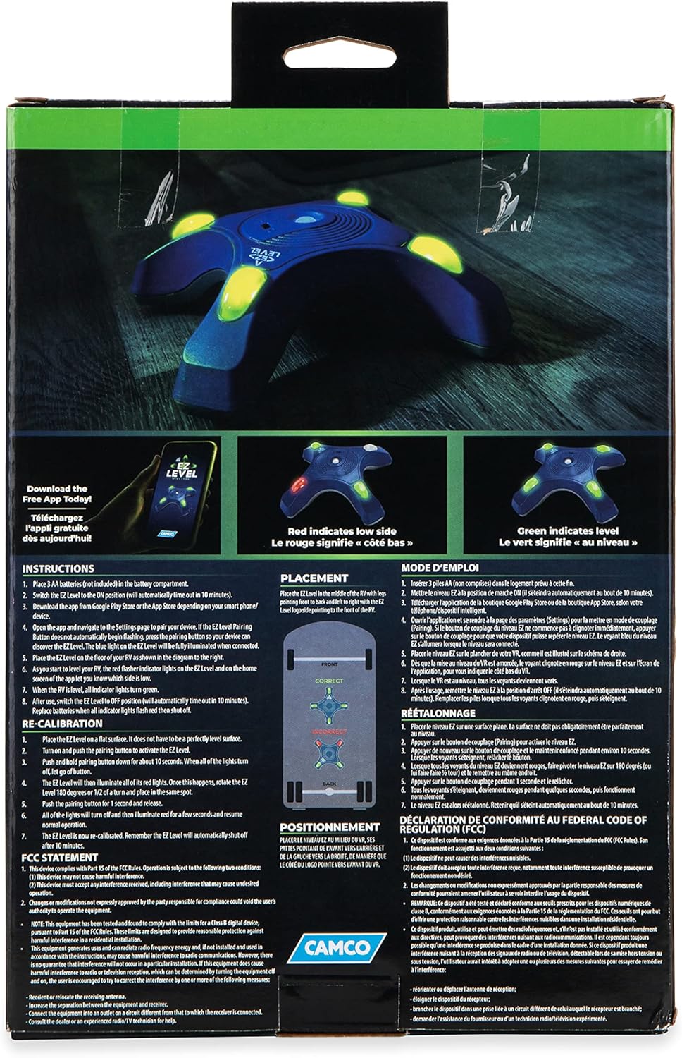 Camco Camper/RV EZ Level - Features Illuminated Indicator Lights & Automatic Shut-Off Function when Not in-Use