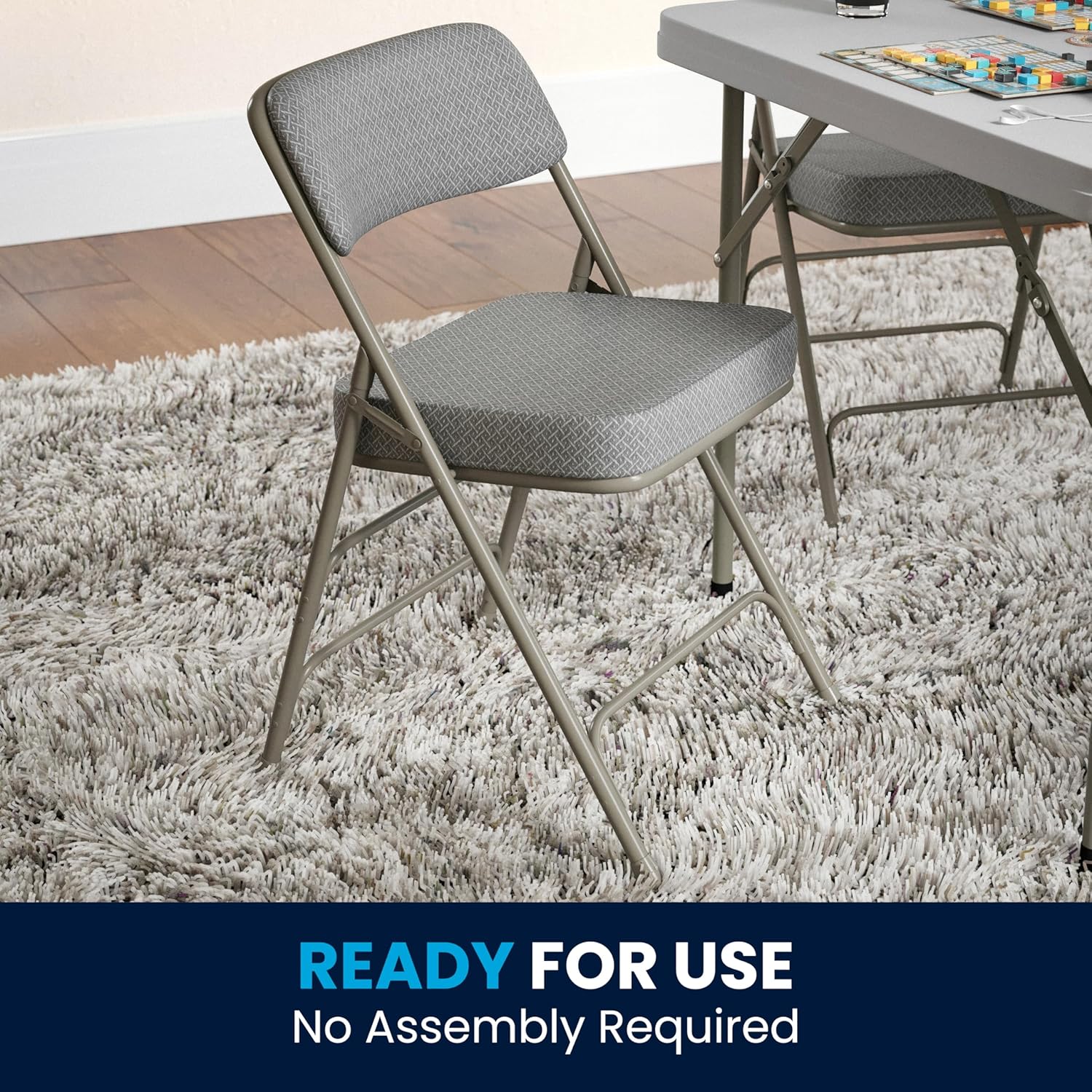 FLASH FURNITURE Hercules Series Metal Folding Chairs with Cushioned Fabric Seats