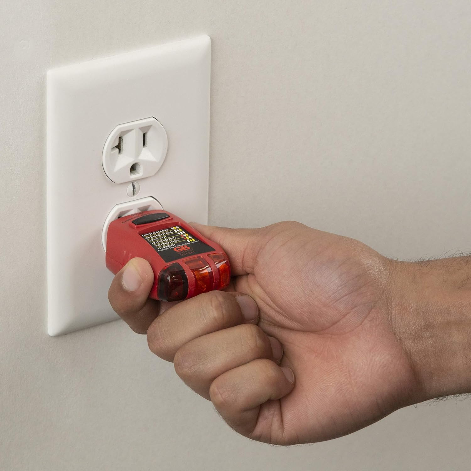 Gardner Bender GFI-3501 Ground Fault Receptacle Tester & Circuit Analyzer, 110-125V AC, 7 LED Tests (Red)