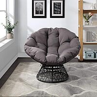 OSP Home Furnishings Wicker Papasan Chair with 360-Degree Swivel