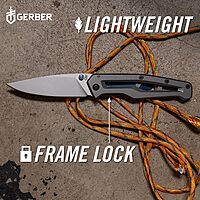 Gerber Gear Paralite Folding Pocket Knife, Lightweight Steel Construction with Pocket Clip, Plain Edge Blade, EDC Gear, Blue Modern