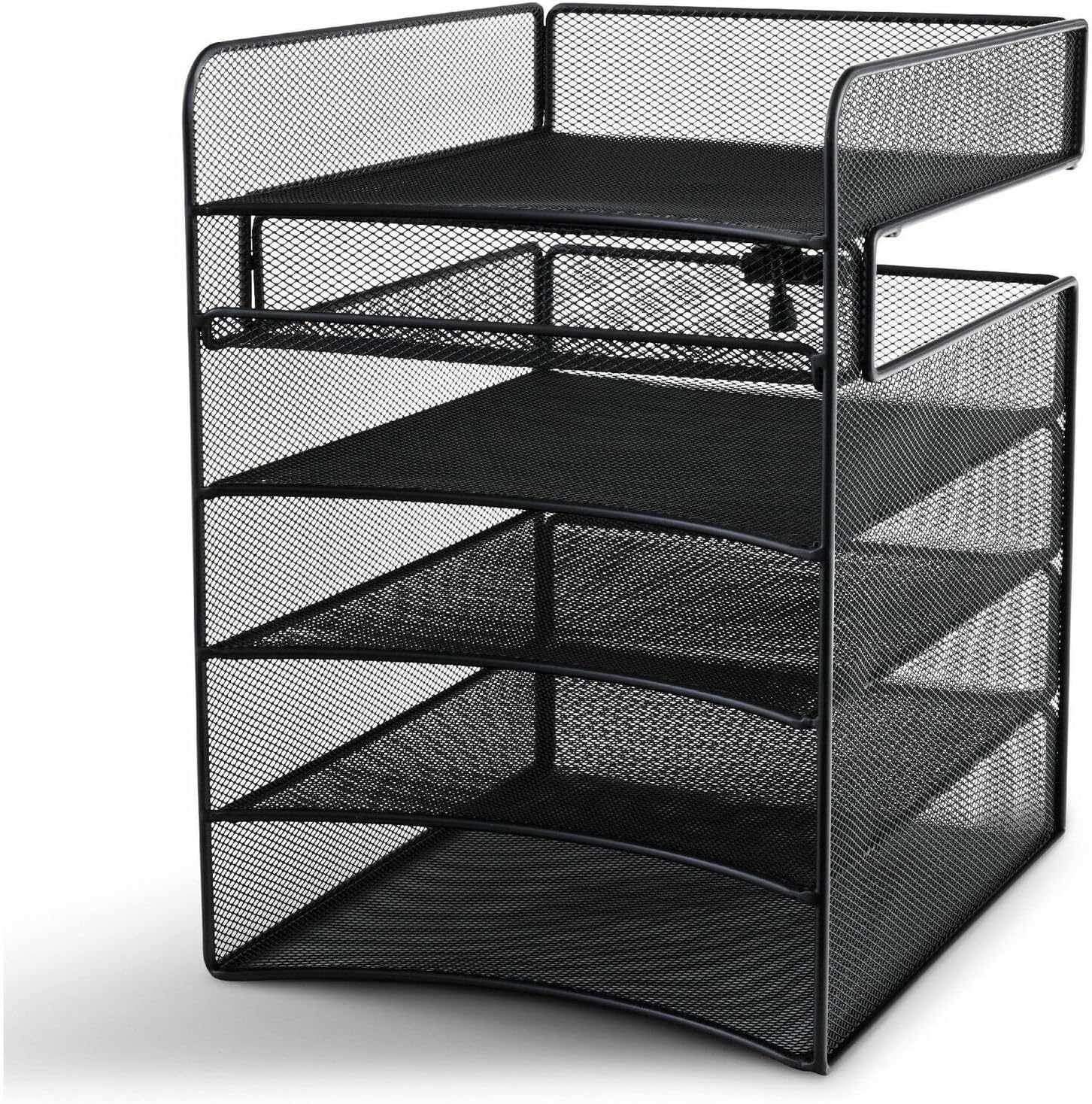 Safco Onyx Hanging Under Desk Organizer, 5 Trays, Office and Classroom Mailbox , Paper and Mail Sorter, Steel Mesh, Black