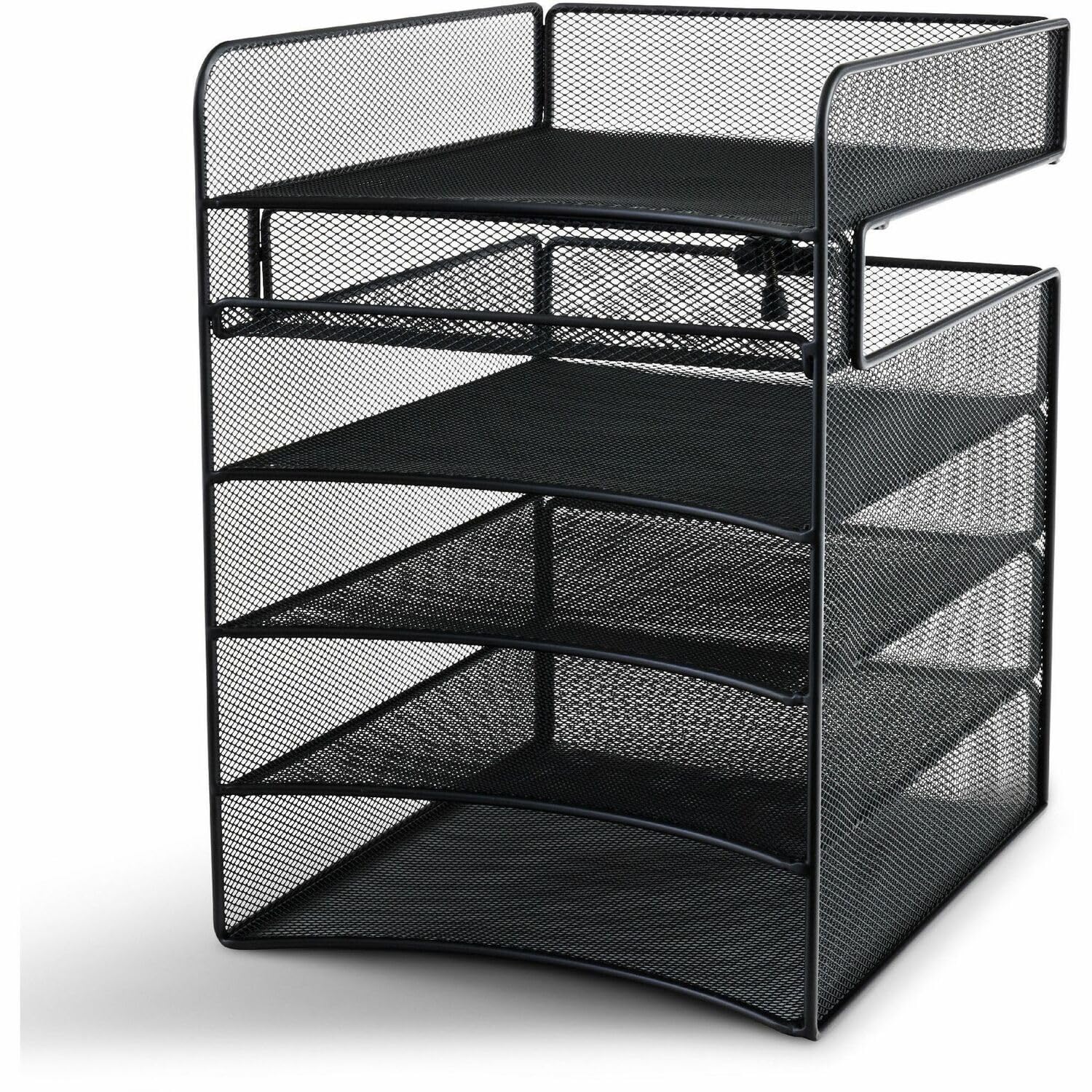 Safco Onyx Hanging Under Desk Organizer, 5 Trays, Office and Classroom Mailbox , Paper and Mail Sorter, Steel Mesh, Black