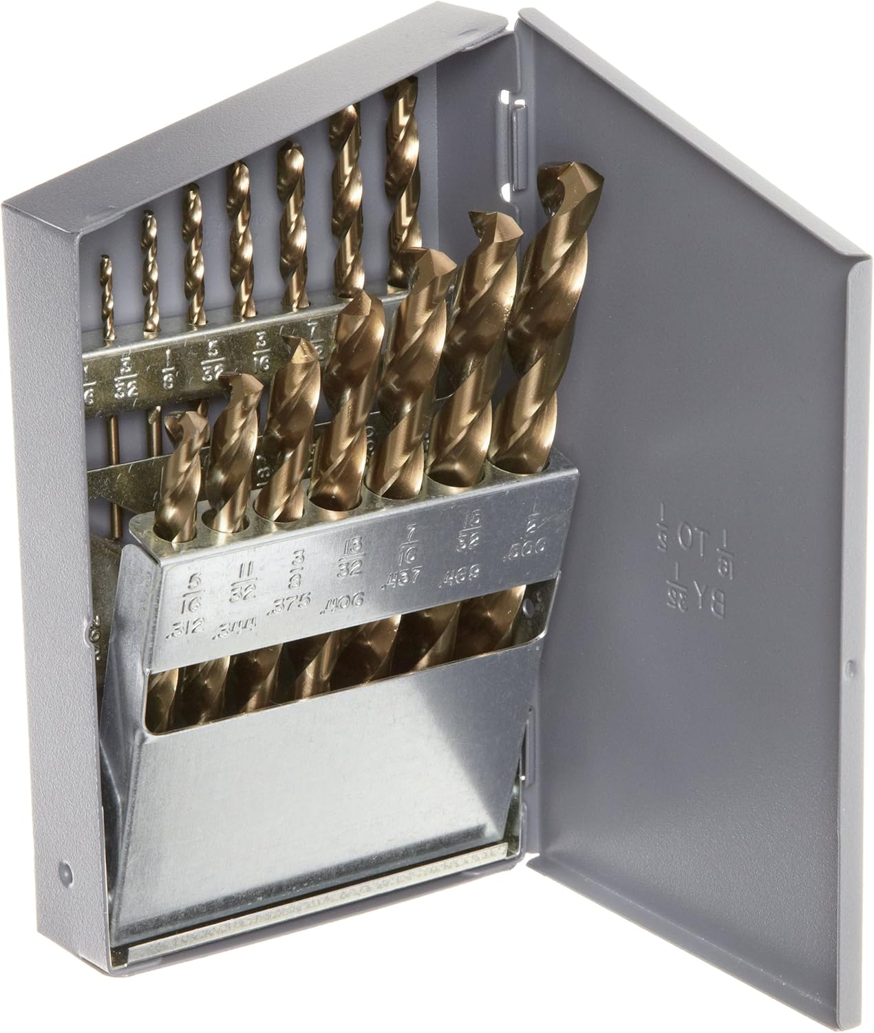 Chicago Latrobe - 57852 1U200 550 Series Cobalt Steel Jobber Length Drill Bit Set with Metal Case, Gold Oxide Finish