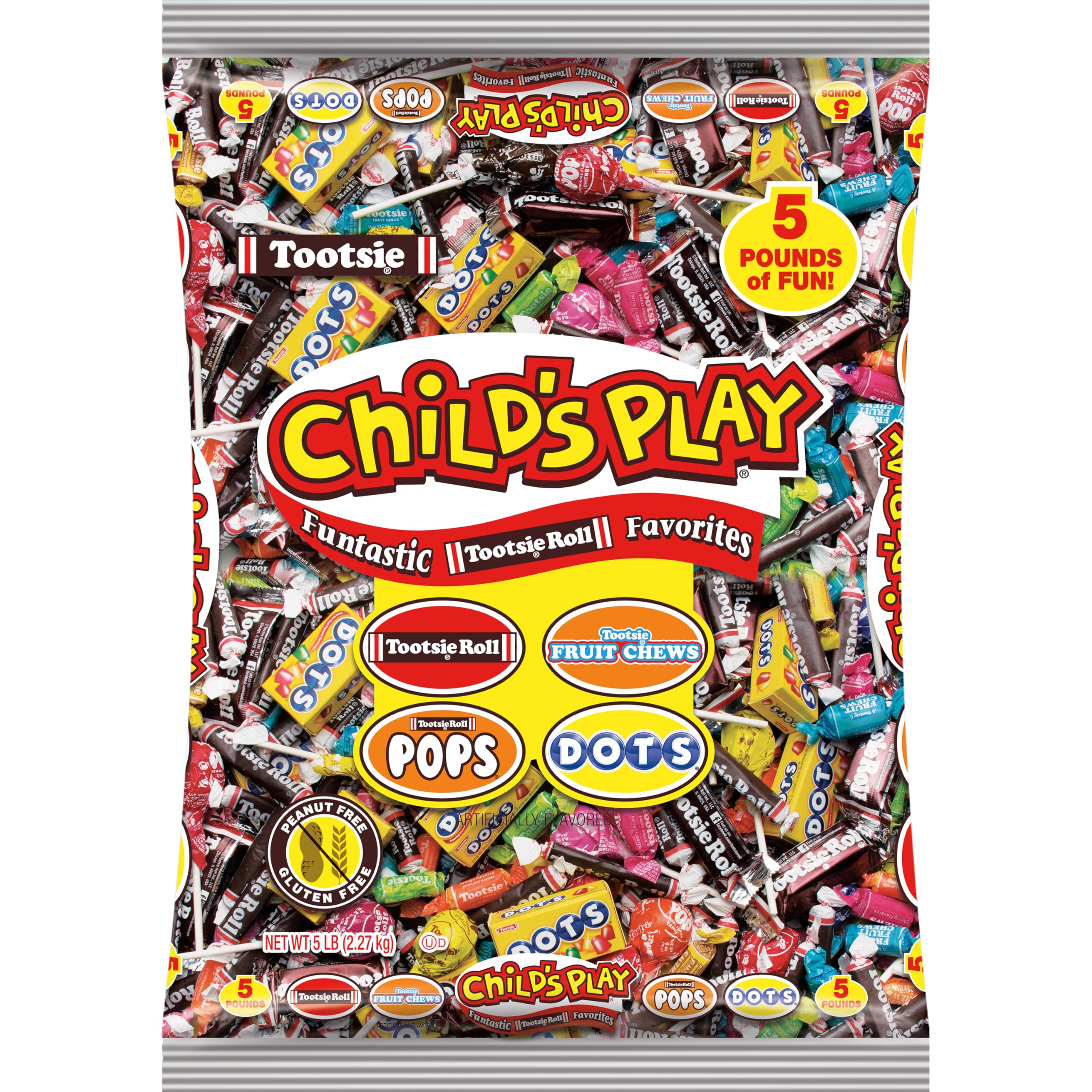 Tootsie Roll Child's Play Candy Favorites with Bonus Mobile Game, 5 Pounds of Individually Wrapped Party Candy
