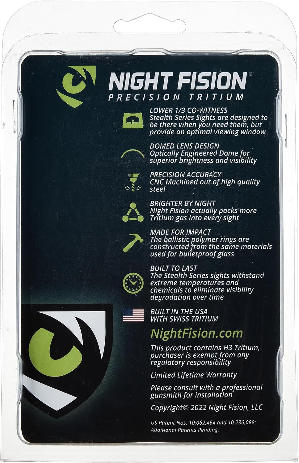 NIGHT FISION Optics Ready Stealth Tritium Night Sight Set