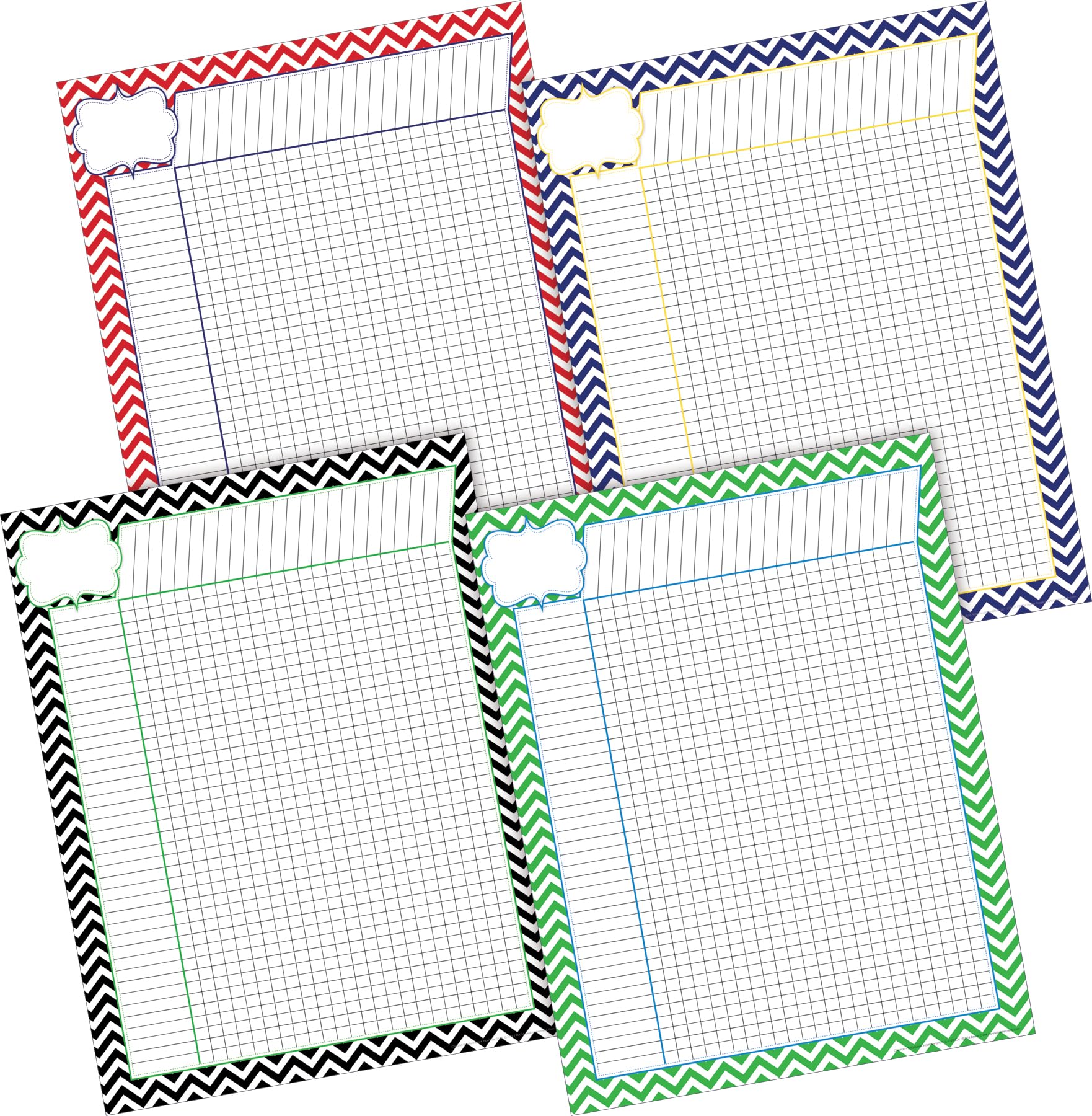 BARKER CREEK Incentive Chart Set of 4, Chevron, 17 x 22