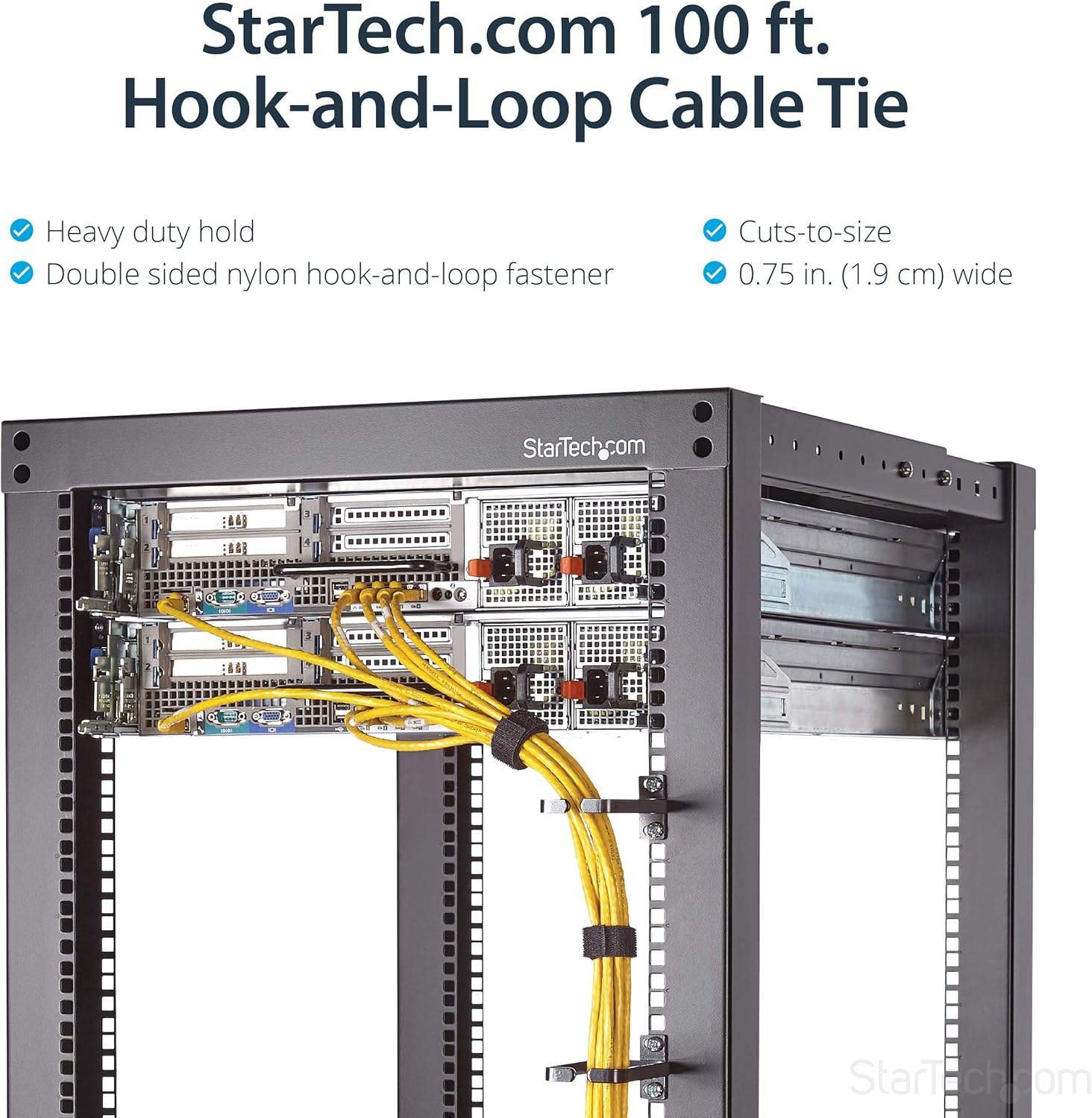 StarTech.com Hook and Loop Roll - Cut-to-Size Reusable Cable Ties - Black
