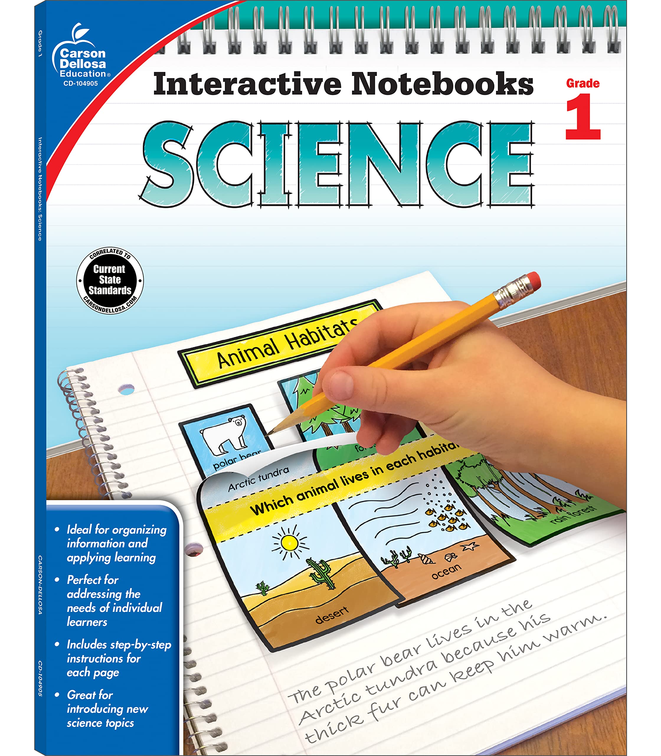 Carson Dellosa 1st Grade Interactive Notebooks, Reproducible Workbook Covering Physical, Space, and Earth Science