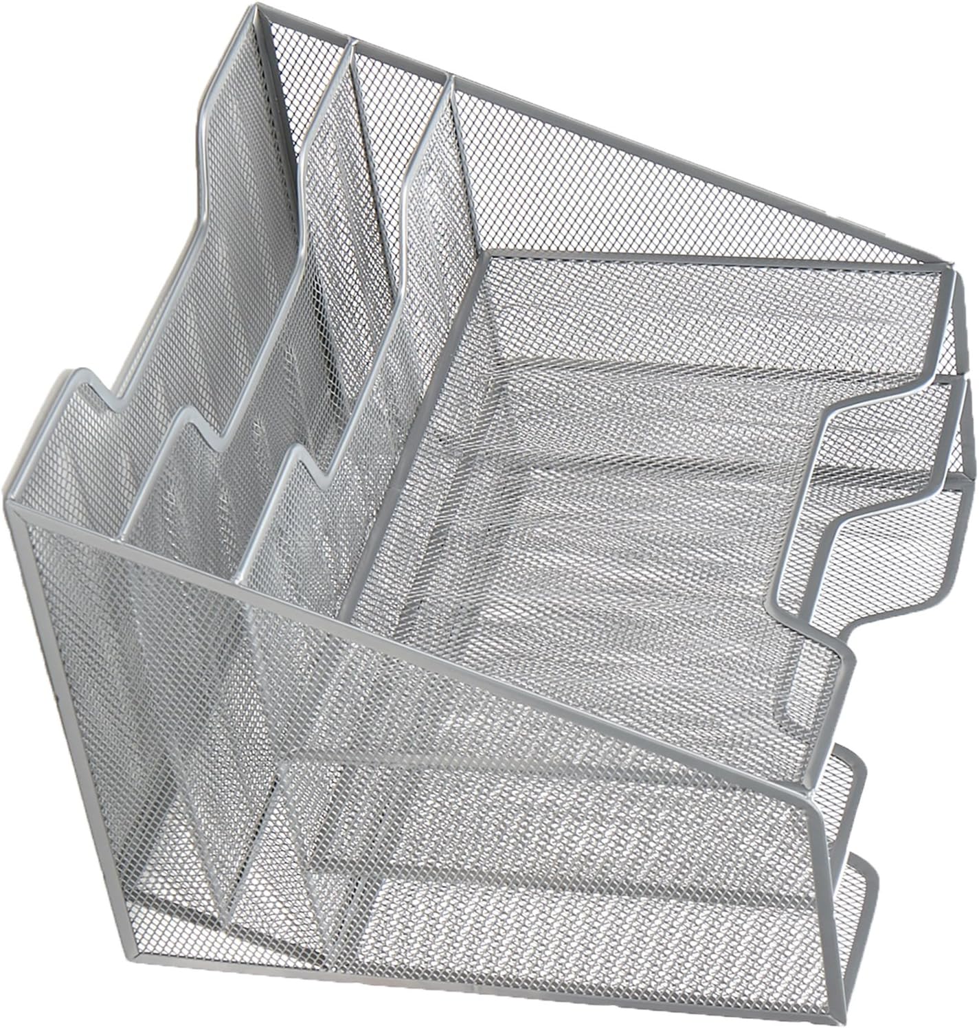 Mind Reader Desktop Organizer, Vertical File Holder, Paper Trays, Metal Mesh