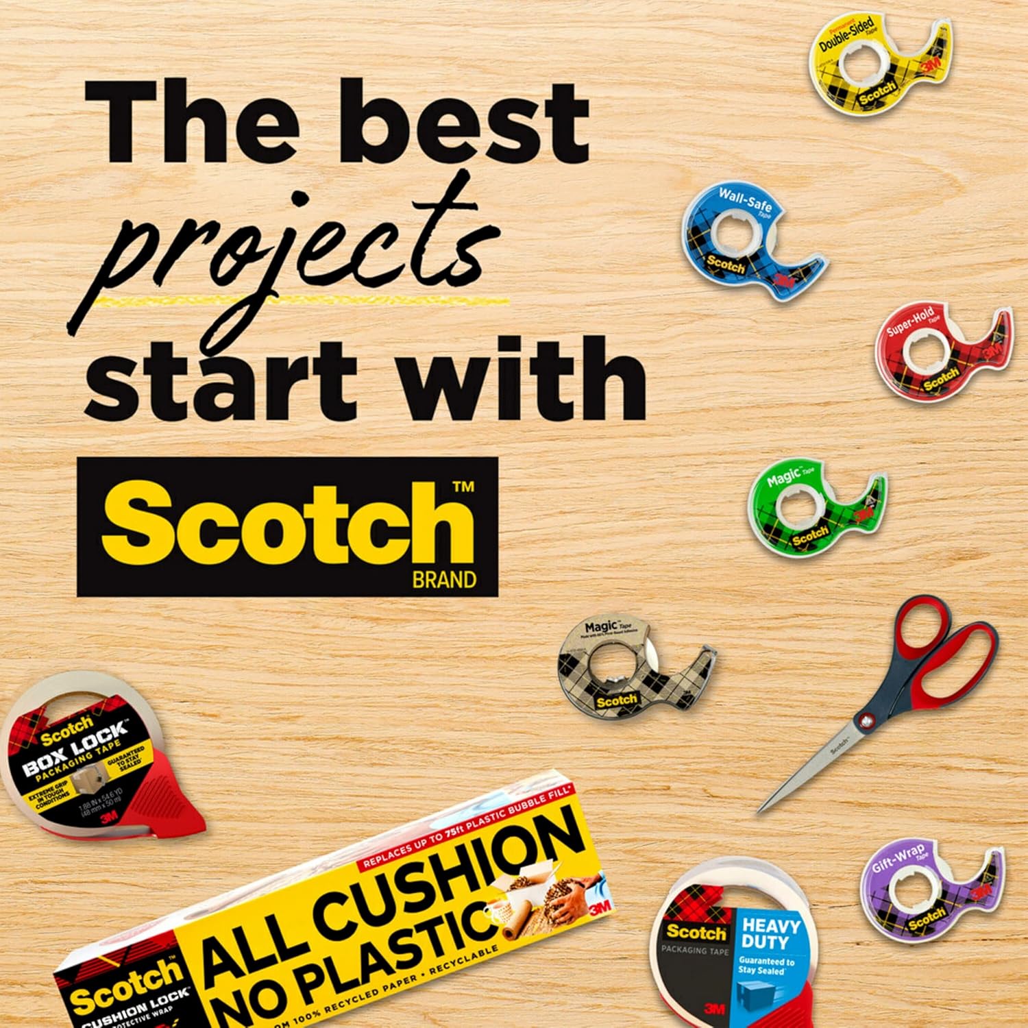 Scotch Magic Tape with Scotch Desktop Dispenser, 6 Rolls of 3/4" x 1000" Each Plus 1 Desktop Tape Dispenser