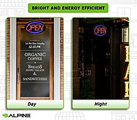 Alpine Led Open Signs for Business Window - Flashing & Stable Bright High Visibility Lighted Open Led Sign, Electric Store Open Sign to Hang in Store, Restaurant, Bar, Barber Shop (Oval, 23" X 14")