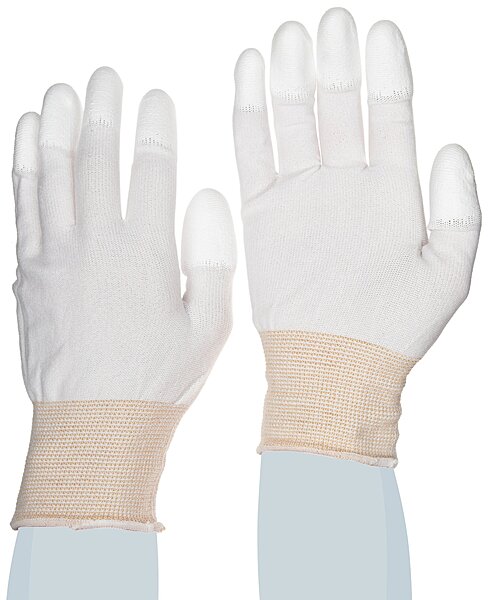 SHOWA B0600 Polyurethane Fingertip Coated General Purpose Work Glove with Nylon Liner, 13-Gauge, White, Medium (12 Pair)