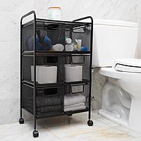 MIND READER Metal Mesh Rolling Storage Cart with Removable Drawers