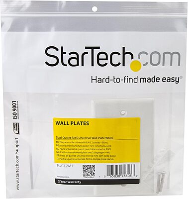 StarTech.com Dual Outlet RJ45 Universal Wall Plate White - PLATE2WH
