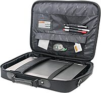 Manhattan 17 Inch Laptop Briefcase Shoulder Bag, Ultra-Lightweight & Padded Compartments, Black - 421560