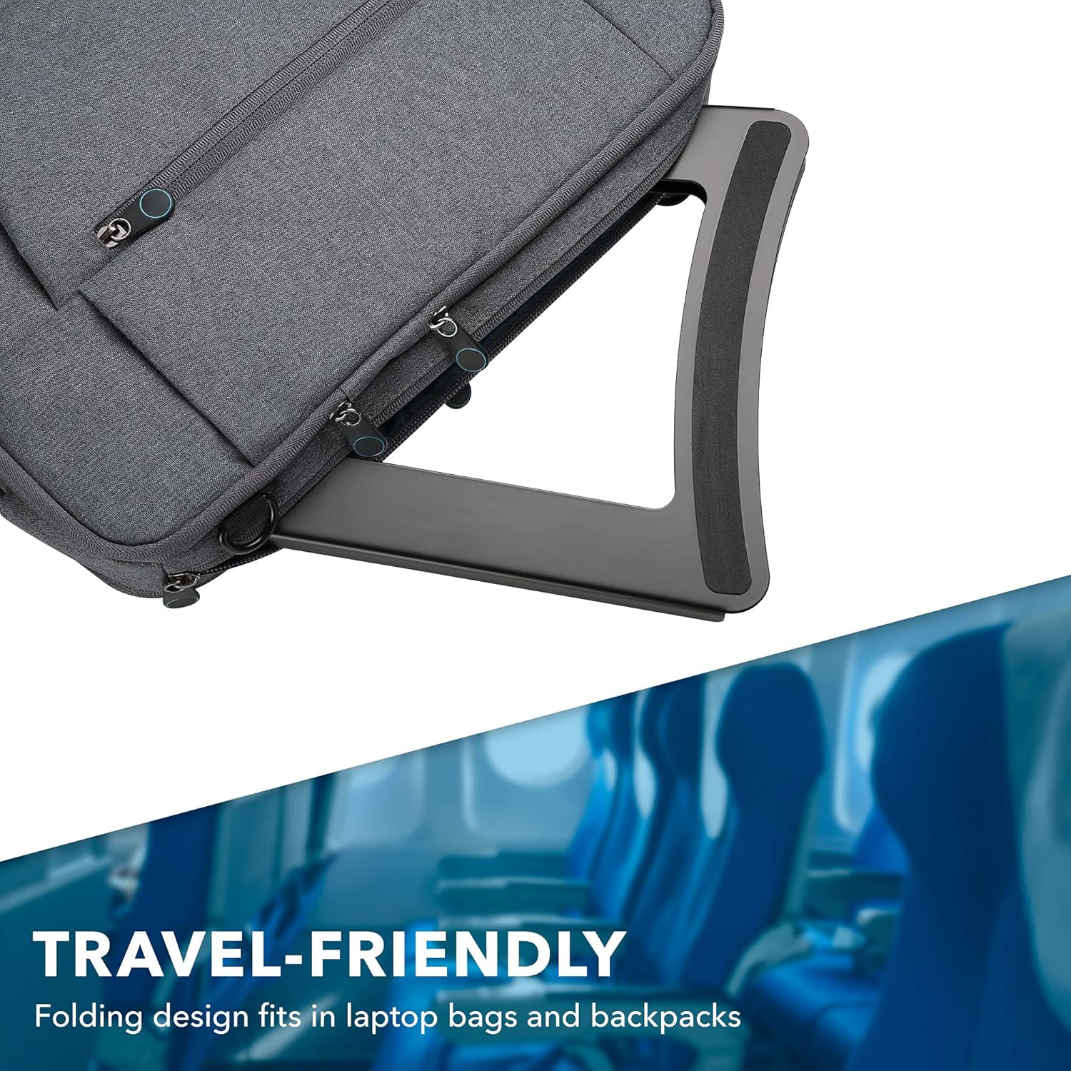 Laptop Stand for Desk Adjustable Height - Black Solid Steel Laptop Riser | 5 Adjustable Heights | Properly Positions Head