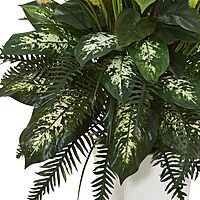 Nearly Natural Artificial White Mixed River Fern and Dogtail Plant, Tower Planter, Green,26"Dx26"Wx48"H