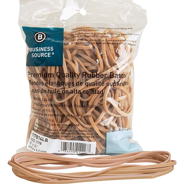 Sparco Premium Quality Rubber Bands - Size: #117B - 7in Length x 0.12in Width - 60 mil Thickness - Sustainable - 62 / Box - Natural