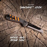 OUTDOOR EDGE Razor HTX 3.5" Folding Hunting Knife – Includes 5 Drop Point Blades, 1 Gut Blade, 1 Saw & Blade Pod – Gray/Orange Handle – Replaceable Blade Knife for Field Dressing Deer & Elk 3.5 Inches
