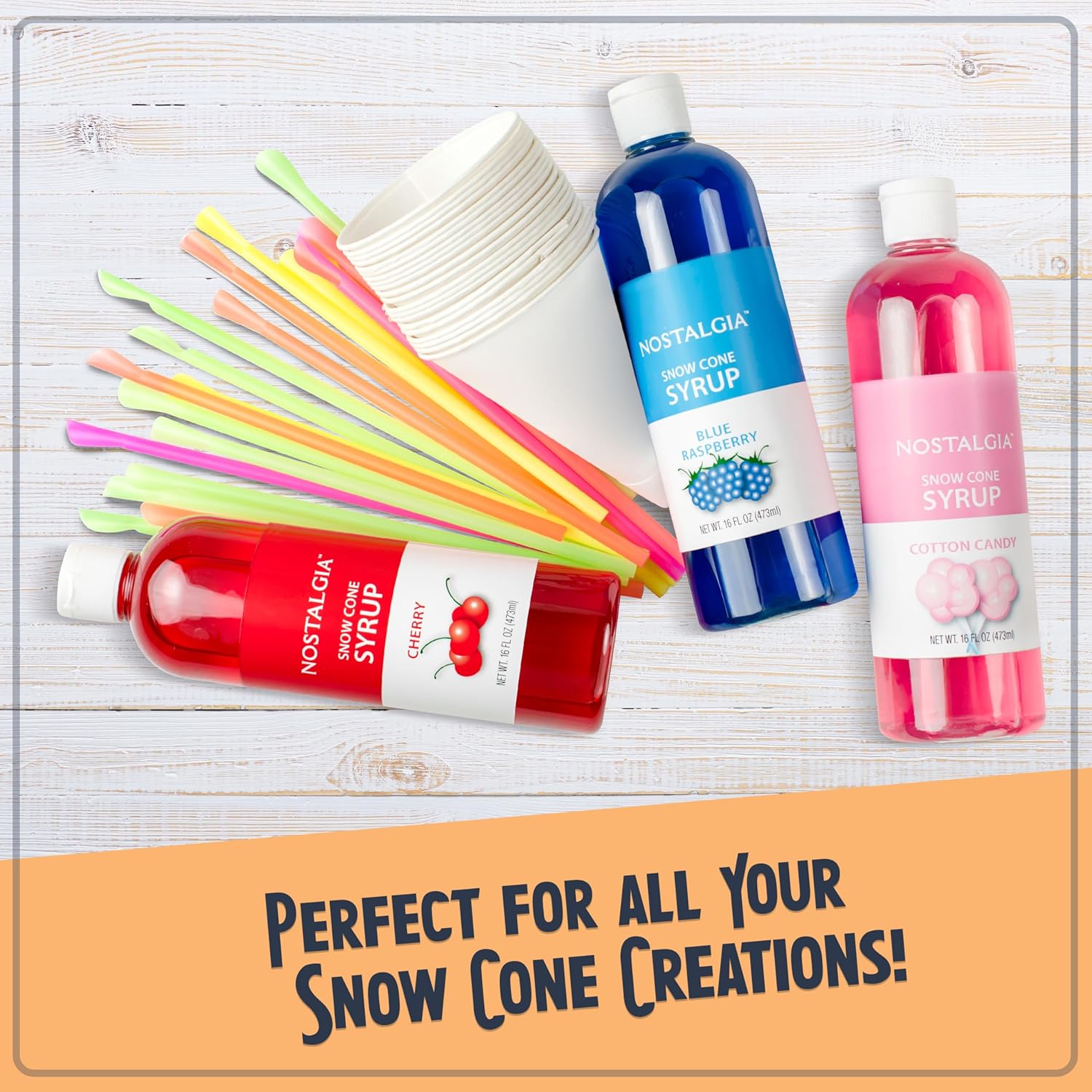 Nostalgia Snow Cone Shaved Ice Machine - Retro Table-Top Slushie Machine Makes 20 Icy Treats