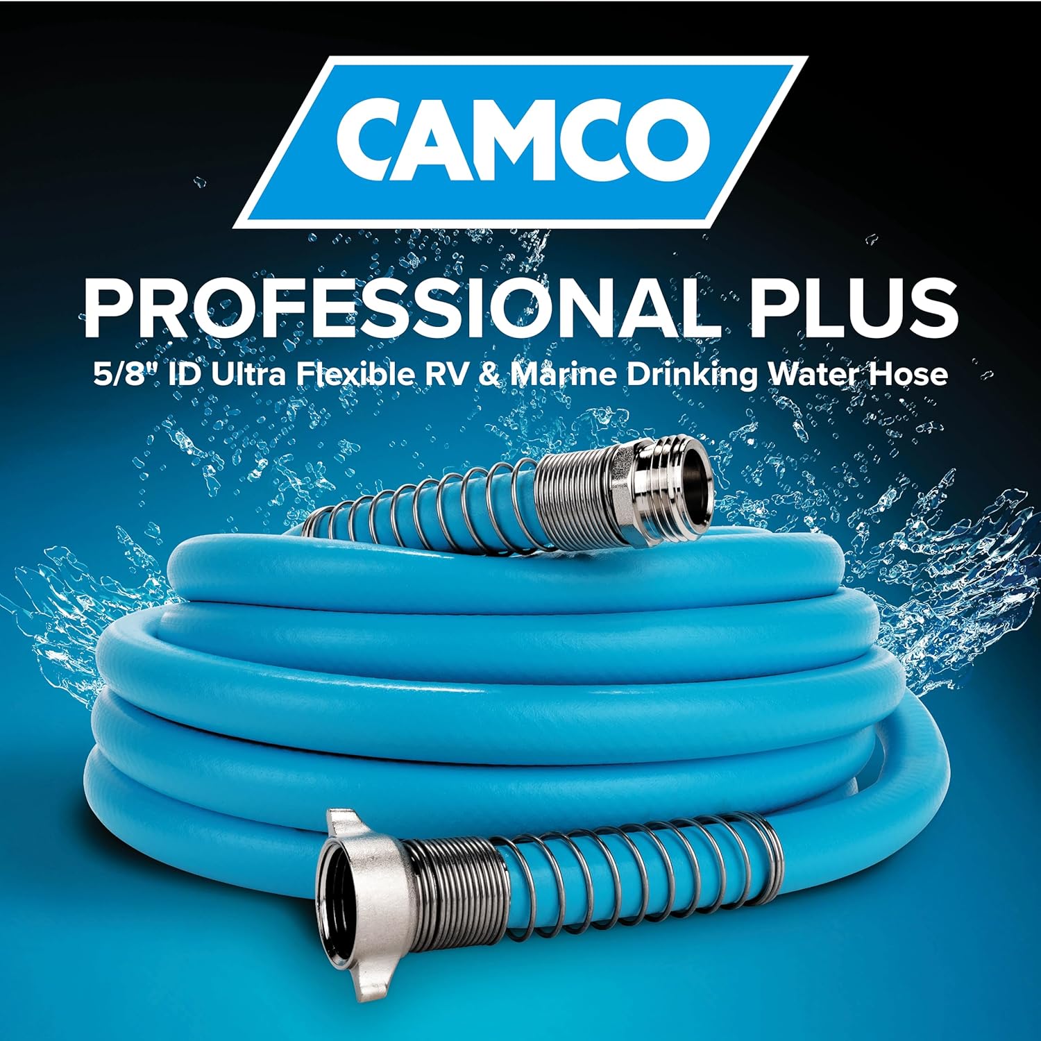Camco EvoFlex 25-Foot Drinking Water Hose | Features an Extra Flexible Construction | Stainless Steel Strain Reliefs on Each