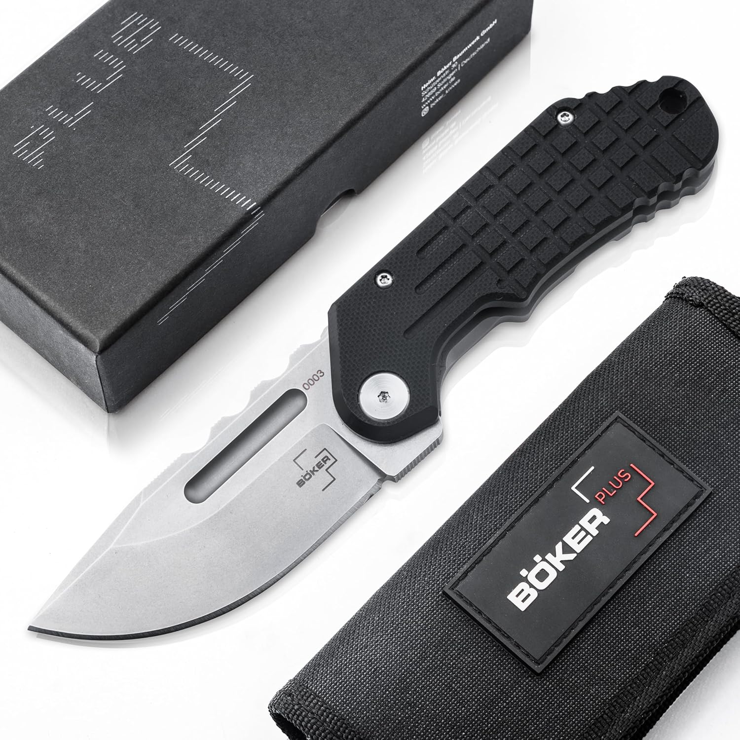 BÖKER PLUS® Dvalin Folder Drop - folding knife with G10 handle black - modern pocket knife with extra sharp D2 Droppoint